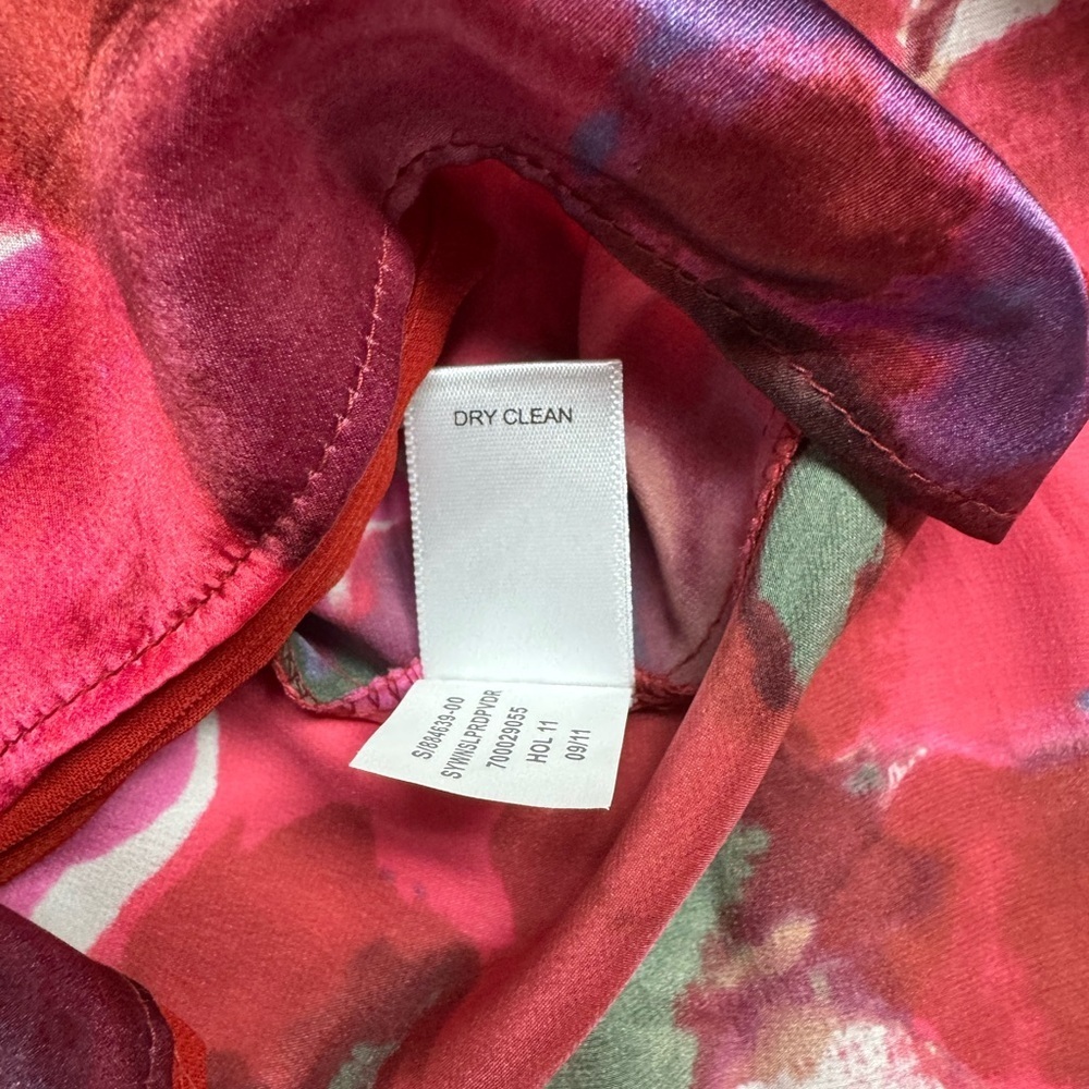 Banana Republic Silk Cocktail Dress Watercolor Wedding Guest Womens Size 8P Red - Picture 11 of 11
